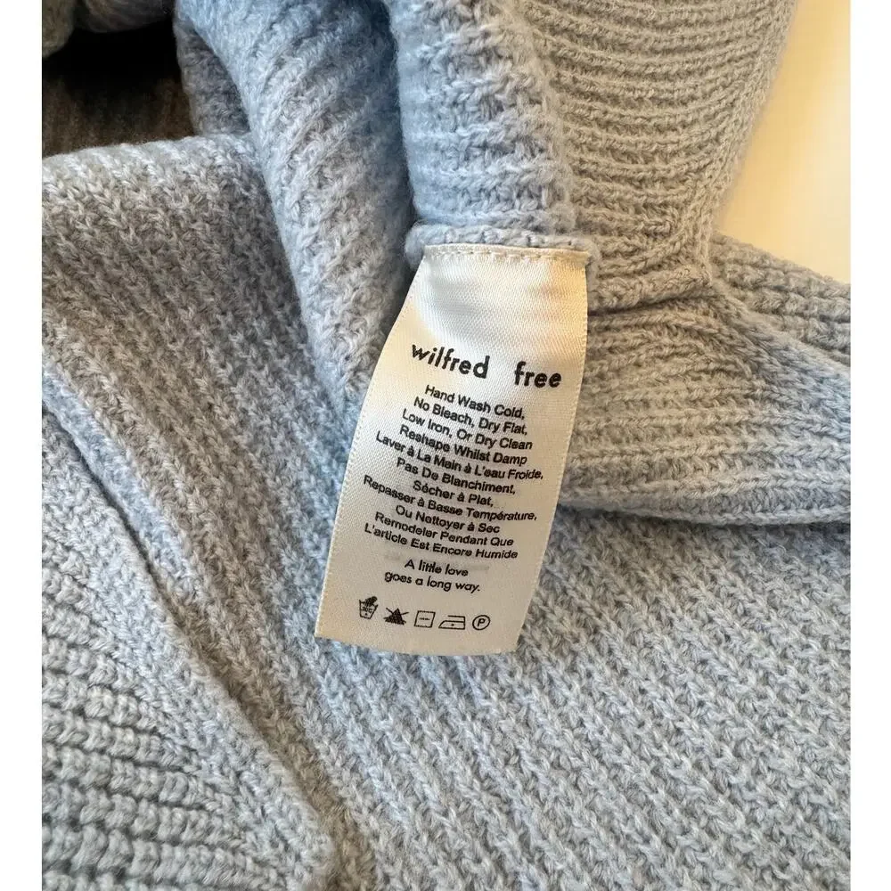 Aritzia Wilfred Free Wolter Merino Wool Waffle Knit Sweater Light Blue S Cozy - Picture 9 of 14